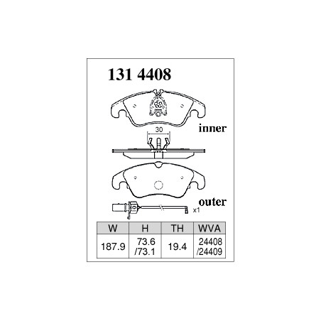 Front brake pads Audi A4 A5 B8, A6 A7 C7 4G8 Q5 8R Dixcel ES