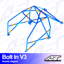 Arceau 6 Points à Boulonner AST Rollcages V3 pour VW Golf 4 - 3 Portes (4 Motion) - FIA
