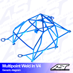 Arceau 10 Points à Souder AST Rollcages V4 pour VW Golf 4 - 3 Portes (4 Motion)