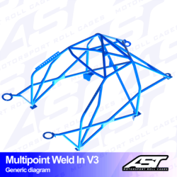 Arceau 10 Points à Souder AST Rollcages V3 pour VW Golf 4 - 3 Portes (4 Motion)