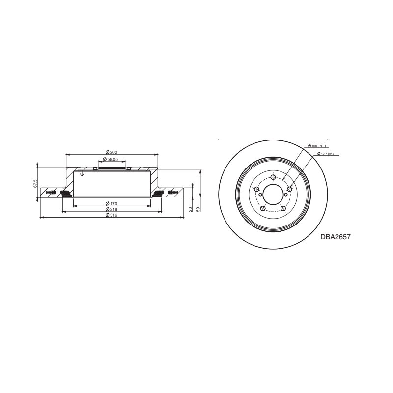 Subaru Forester Disque de frein DBA 4000 T3 Arrière 1992 DBA42657