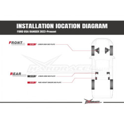 Ranger 2022-Present Ford Bras inférieur arrière Skid Plate Hardrace