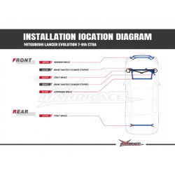 Lancer evolution 7-9th CT9A Mitsubishi Front Strut Brace Hardrace