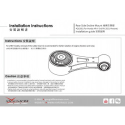 HR-V 3rd RV Honda Rear Side Support moteur Hardrace