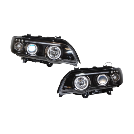 Set De Phares Avant Angel Eyes BMW X5 2001 Noir