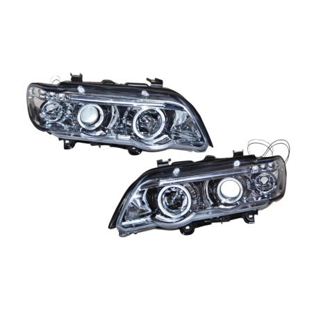 Set De Phares Avant Angel Eyes BMW X5 2001 Chromé