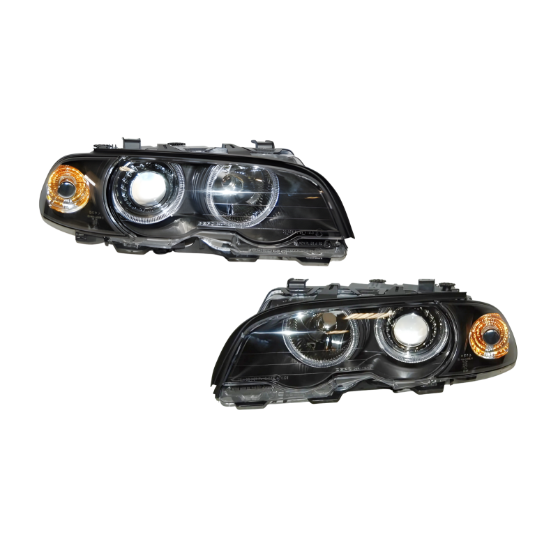 Set De Phares Avant Angel Eyes BMW E46 1999-2002 2-Porte Noir