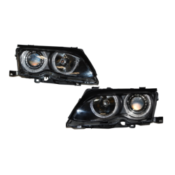 Set De Phares Avant Angel Eyes BMW E46 2002-2005 4-Porte Noir