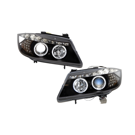 Phare Avant Lumière De Jour BMW E90 05-08 Noir Led Intermittent