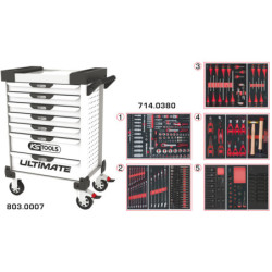 Servante Ultimate Blanche 7 Tiroirs Équipée de 384 Outils KS Tools