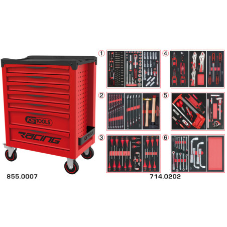 Servante Racing 7 Tiroirs Équipée de 202 Outils KS Tools
