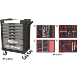 Servante Ultimate Grise & Noire 7 Tiroirs Équipée de 241 Outils KS Tools