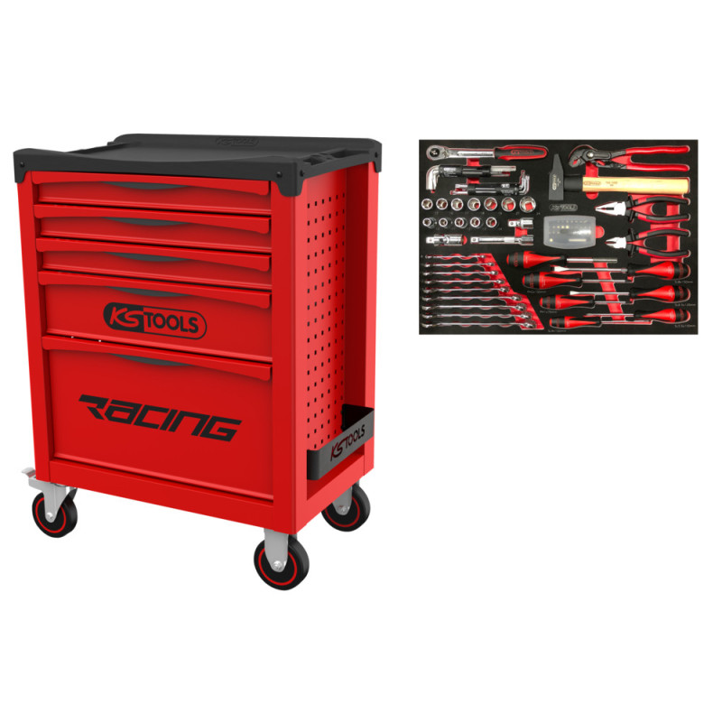 Servante Racing 5 Tiroirs Équipée de 84 Outils KS Tools