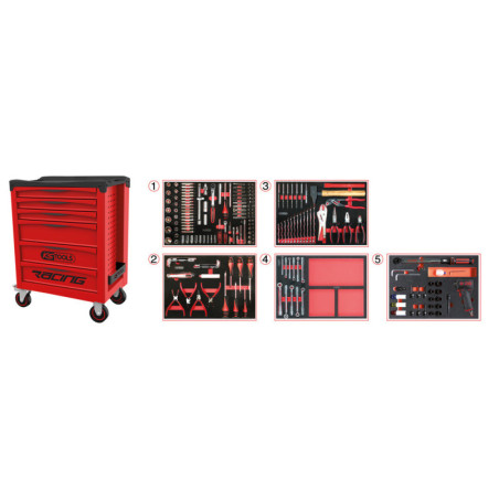 Servante Racing 6 Tiroirs Équipée de 303 Outils KS Tools