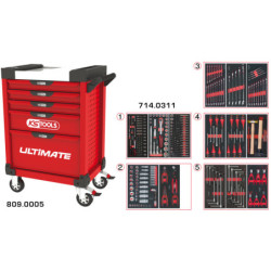 Servante Ultimate Rouge 5 Tiroirs Équipée de 311 Outils KS Tools