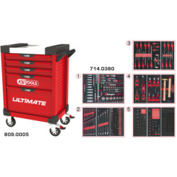 Servante Ultimate Rouge 5 Tiroirs Équipée de 384 Outils KS Tools
