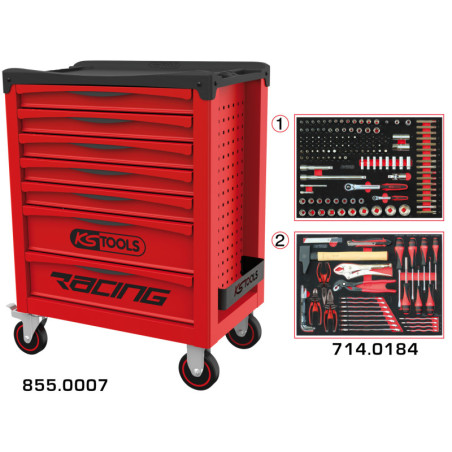 Servante Racing 7 Tiroirs Équipée de 184 Outils KS Tools