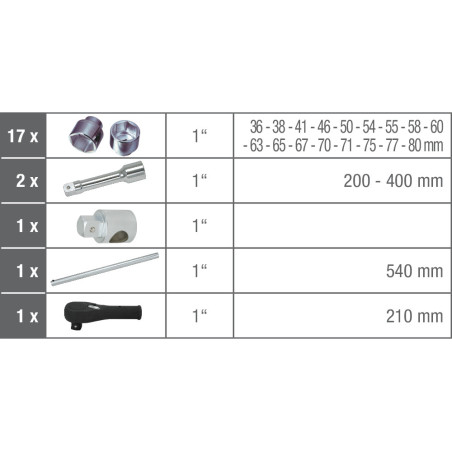 Coffret de Douilles & Accessoires 1pouces