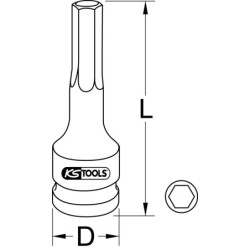 Douille Tournevis Longue à Chocs Torx 1 2pouces