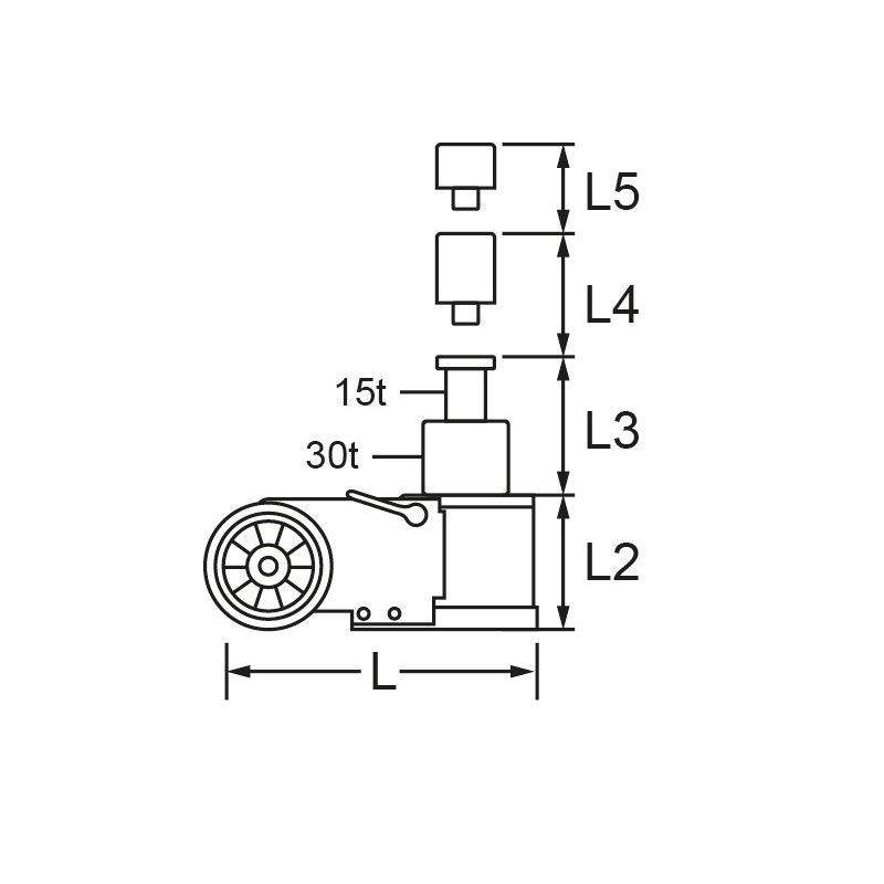 Cric Hydropneumatique 30 T 15 T Pliable KS Tools