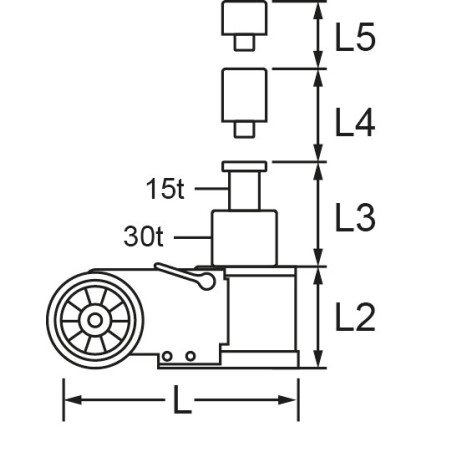 Cric Hydropneumatique 30 T 15 T Pliable KS Tools