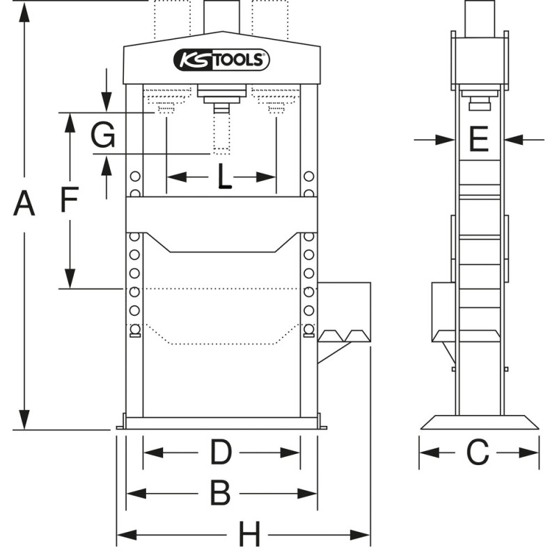 Presse Hydraulique d'Atelier 50 Tonnes Motorisée KS Tools
