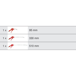 Jeu de 3 Soufflettes avec Buse 95 mm - 330 mm - 510 mm - Raccord 1 4pouces KS Tools