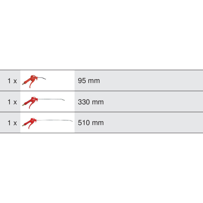 Jeu de 3 Soufflettes avec Buse 95 mm - 330 mm - 510 mm - Raccord 1 4pouces KS Tools