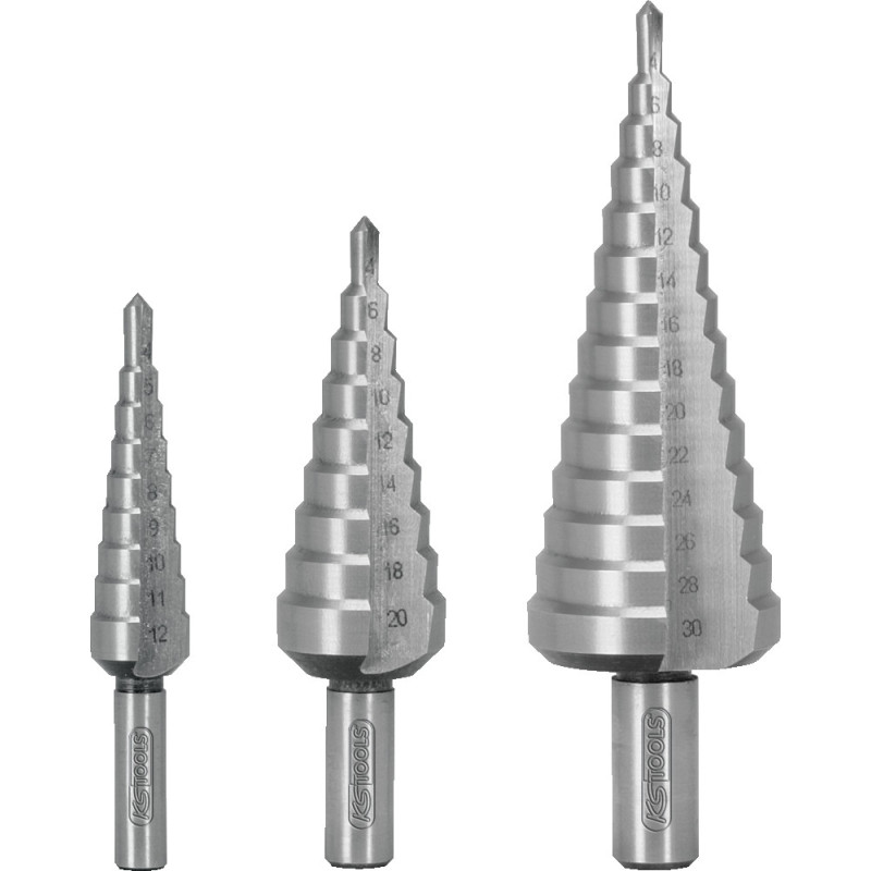 Coffret de 3 Forets Étagés HSS pour Tôles KS Tools