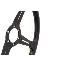Volant GReddy "Medium Type" Tulipé (47 mm), Cuir Noir, Branches Noires - 340 mm