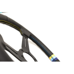 Volant GReddy "Medium Type" Tulipé (47 mm), Cuir Noir, Branches Noires - 340 mm