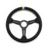 Volant GReddy "Medium Type" Tulipé (47 mm), Cuir Noir, Branches Noires - 340 mm