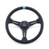 Volant GReddy "Deep Type" Tulipé (80 mm), Cuir Noir, Branches Noires - 340 mm