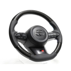 Volant GReddy Carbone Noir avec Coutures Tricolores pour Toyota Yaris GR