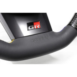 Volant GReddy Carbone Noir avec Coutures Tricolores pour Toyota Yaris GR