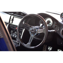 Volant GReddy "Real Carbon" Tulipé (47 mm), Carbone, Branches Noires - 340 mm