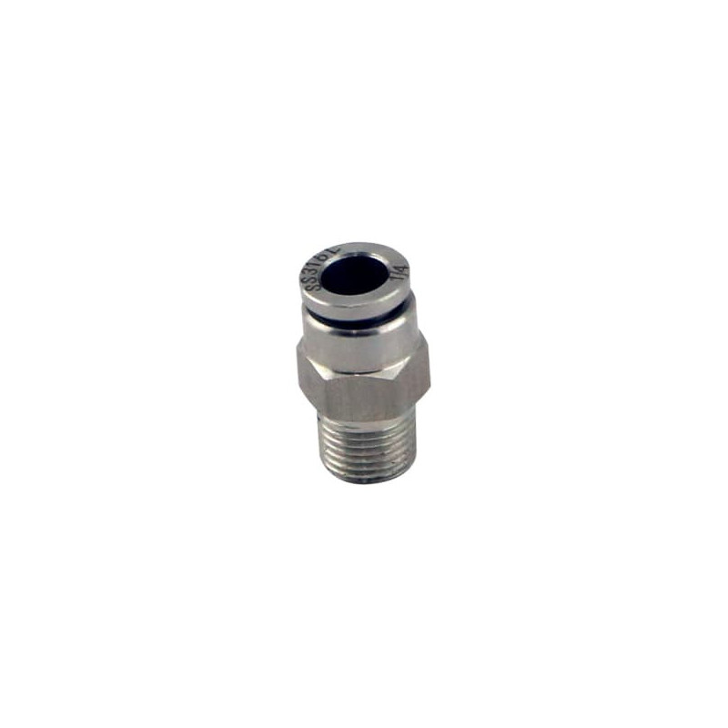1/8" NPT Str Pushloc Fitting - SS - 1/4"