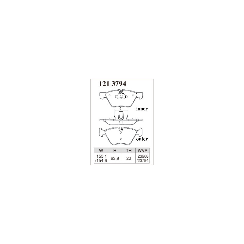 Plaquettes avant  type ES BMW disques 310mm série 5 e60 520i 525i