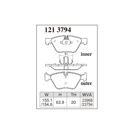 Plaquettes avant  type ES BMW disques 310mm série 5 e60 520i 525i