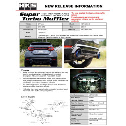 fiche technique Echappement HKS Super Turbo Muffler Gen 2 Yaris GR
