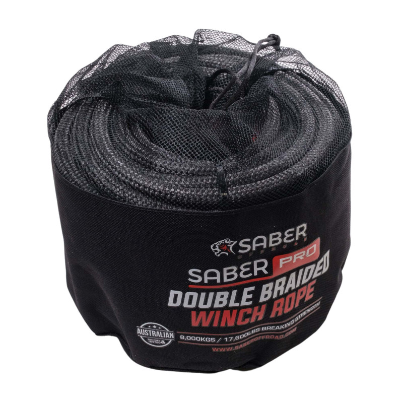 SaberPro® Double Braided 30M Winch Rope (black)