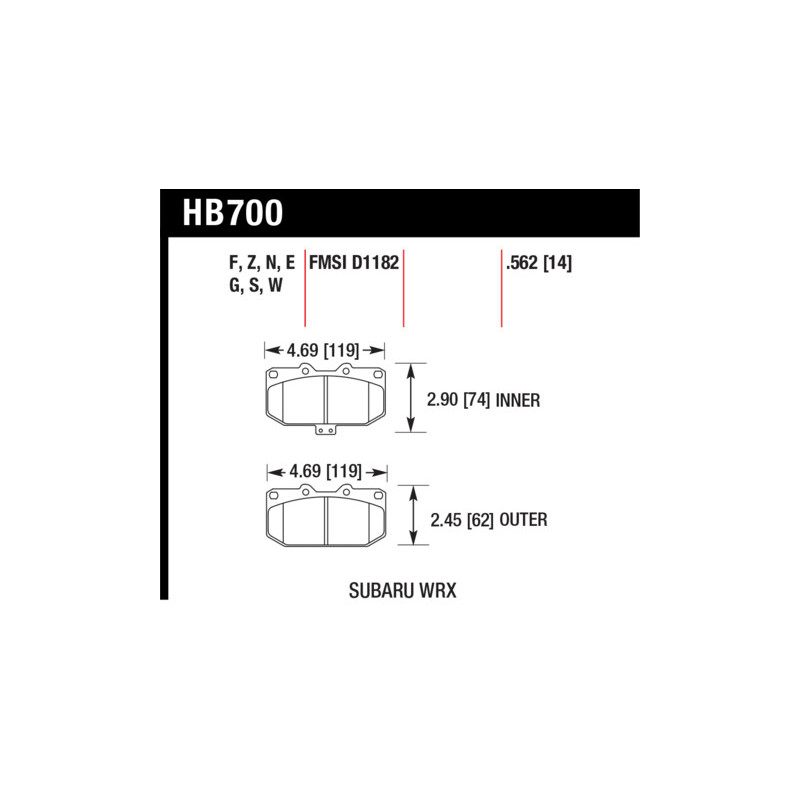 Impreza GDB WRX Hawk Plaquettes - HP Plus