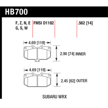 Impreza GDB WRX Hawk Plaquettes - HP Plus