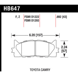 Toyota Camry Lexus ES plaquettes avant Hawk Brake Pad - HPS
