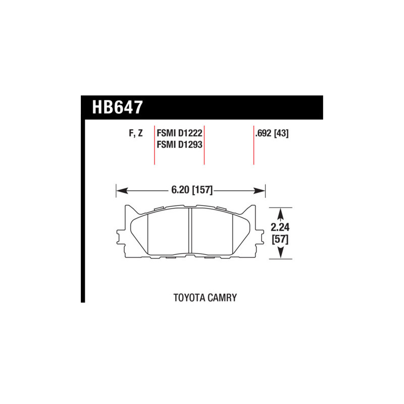 Toyota Camry Lexus ES plaquettes avant Hawk Brake Pad - HPS