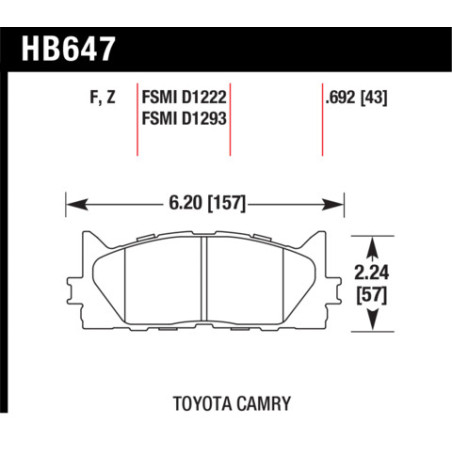 Toyota Camry Lexus ES plaquettes avant Hawk Brake Pad - HPS