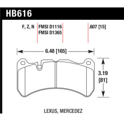 Lexus ISF Mercedes AMG Giulia plaquettes Hawk Brake Pad - HPS 6 pistons brembo