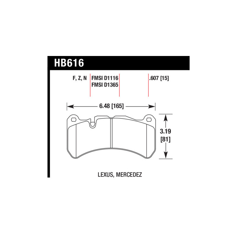 Lexus ISF Mercedes AMG Giulia plaquettes Hawk Brake Pad - HPS 6 pistons brembo
