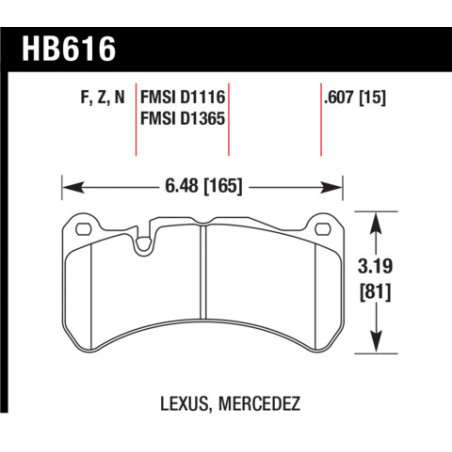Lexus ISF Mercedes AMG Giulia plaquettes Hawk Brake Pad - HPS 6 pistons brembo
