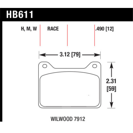 Wilwood plaquettes HAWK Brake Pad - DTC-30 (12 mm)